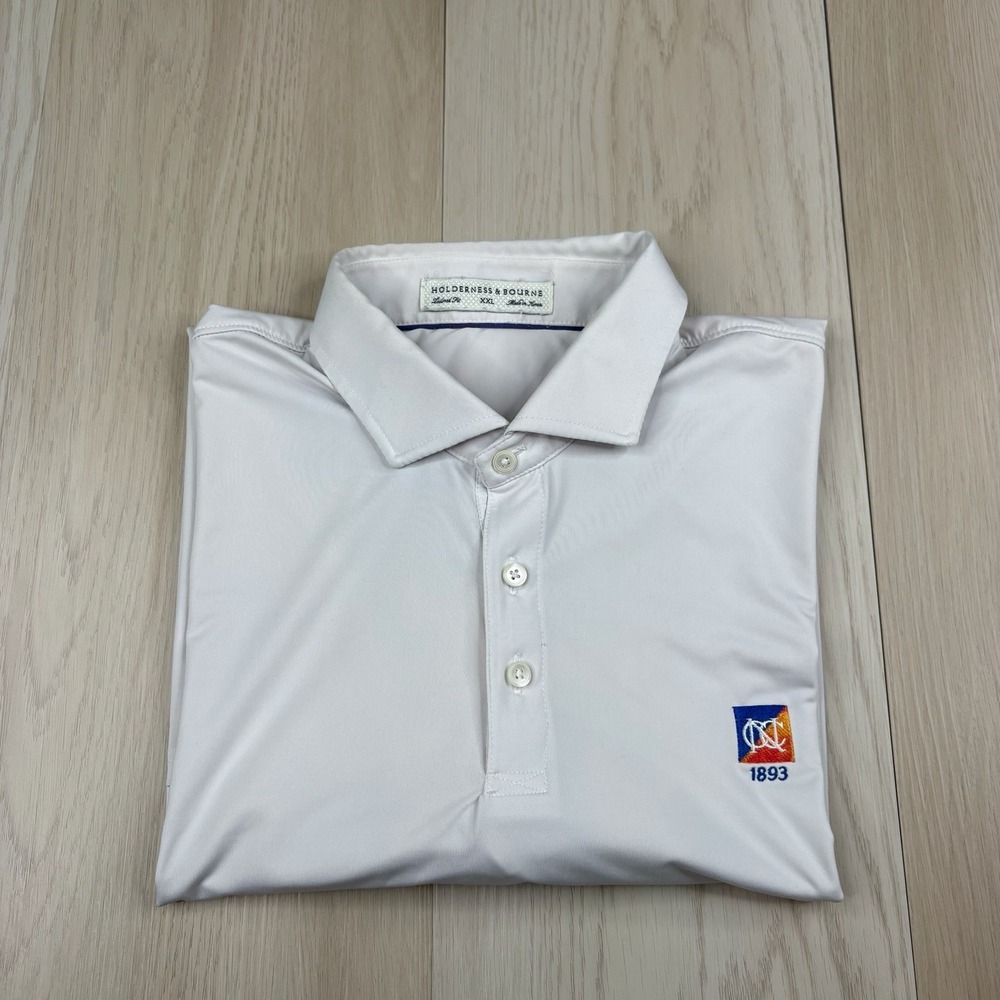 Holderness & Bourne The Anderson Golf White Polo Shirt Newport Country Club XXL